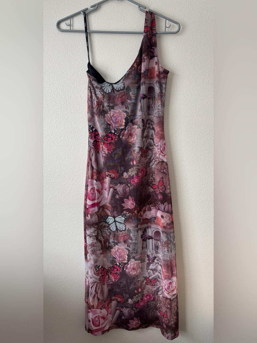 NWOT Nuon mesh y2k sheer one shoulder midi dress size M grunge princess emo
